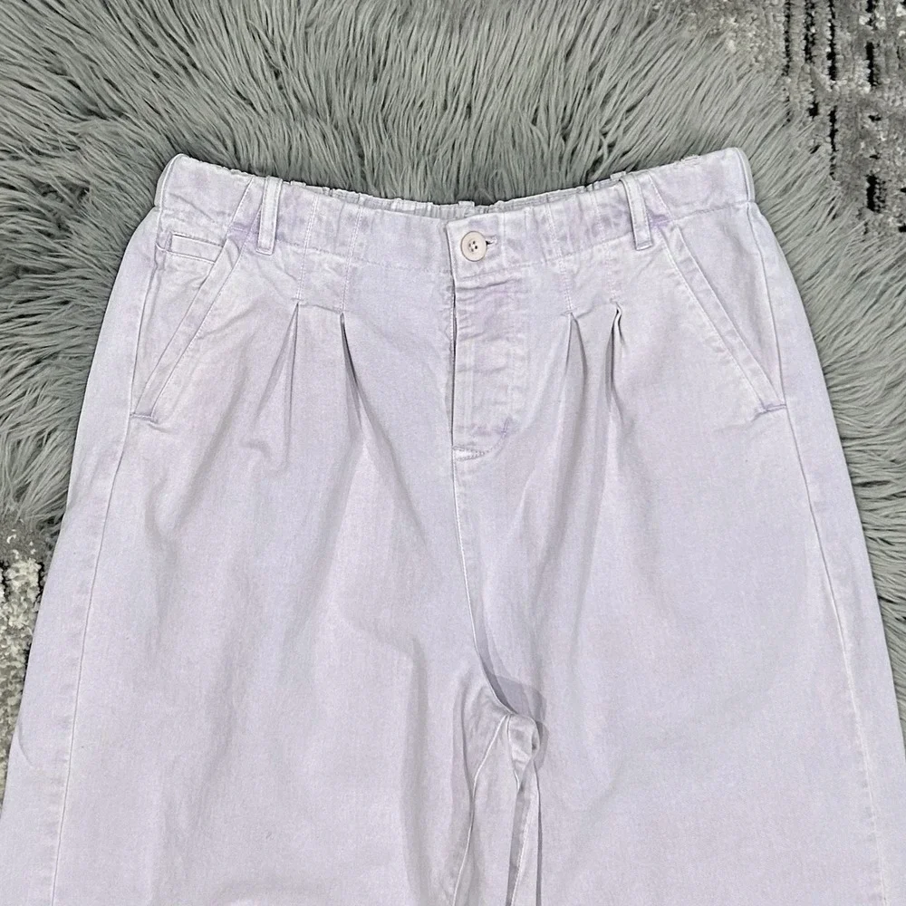 Free People Women's Wide Leg Gaucho Pants Hard Rain Cropped Purple Size 8 - Picture 6 of 9